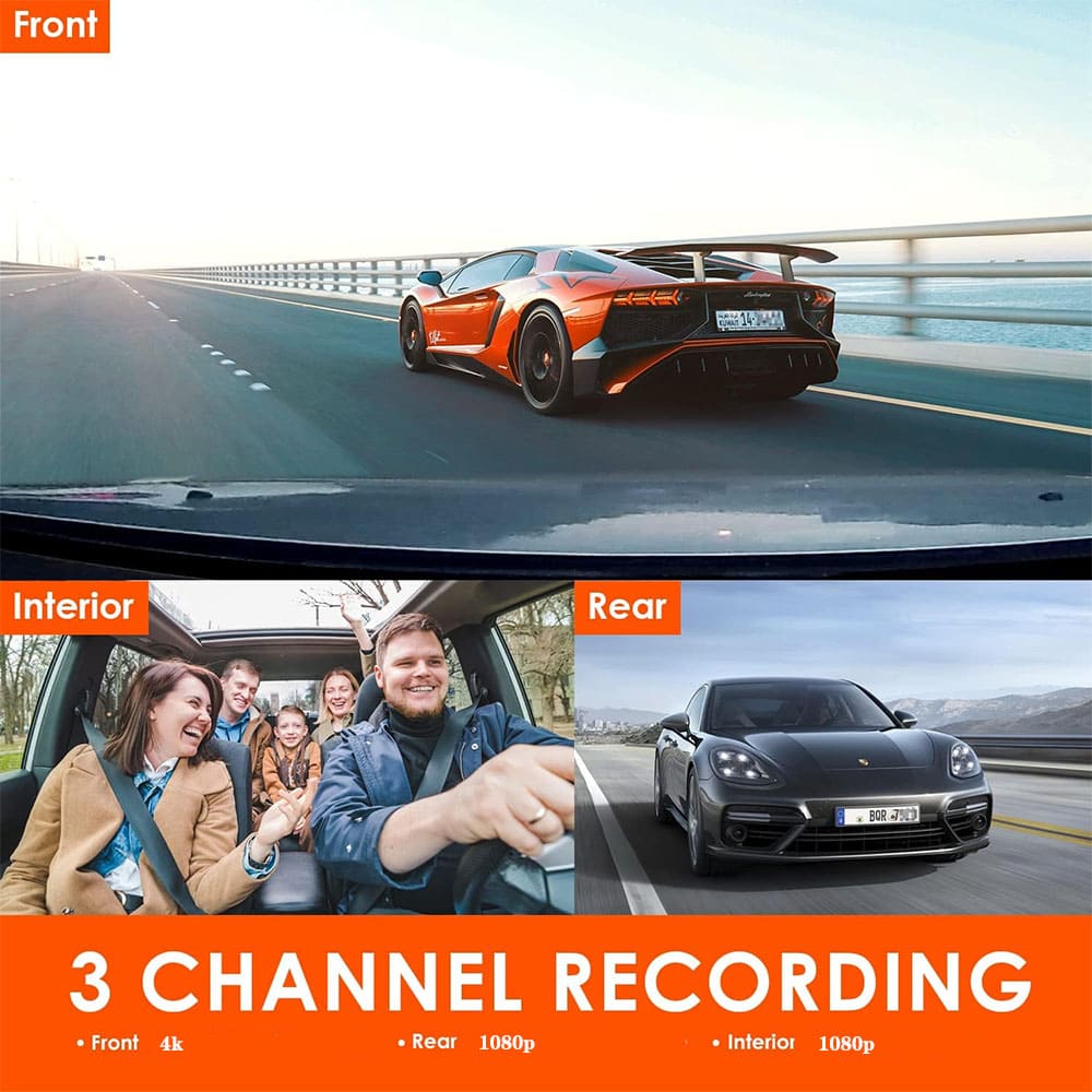 Best 3 Channel Dash Cam 2025 – 4K Dash Cam for Car, Night Vision, 256GB SD Support