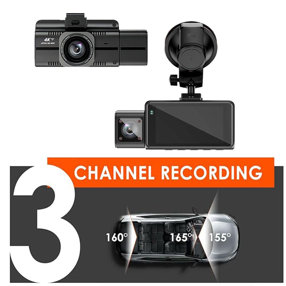 Best 3 Channel Dash Cam 2025 – 4K Dash Cam for Car, Night Vision, 256GB SD Support