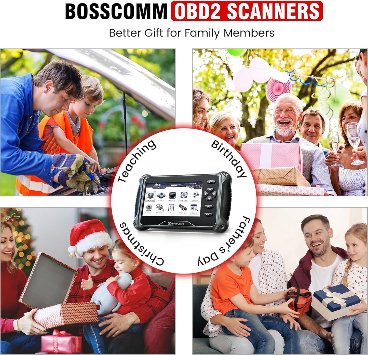 OBD2 Scanner, All Systems Car Code Reader Scan Tool with 6 Resets, ABS Bleeding/OiL/EPB/SAS/Throttle/Battery, Car Scanner Diagnostic Tool for All Cars, Easy to Use, Lifetime Free Update
