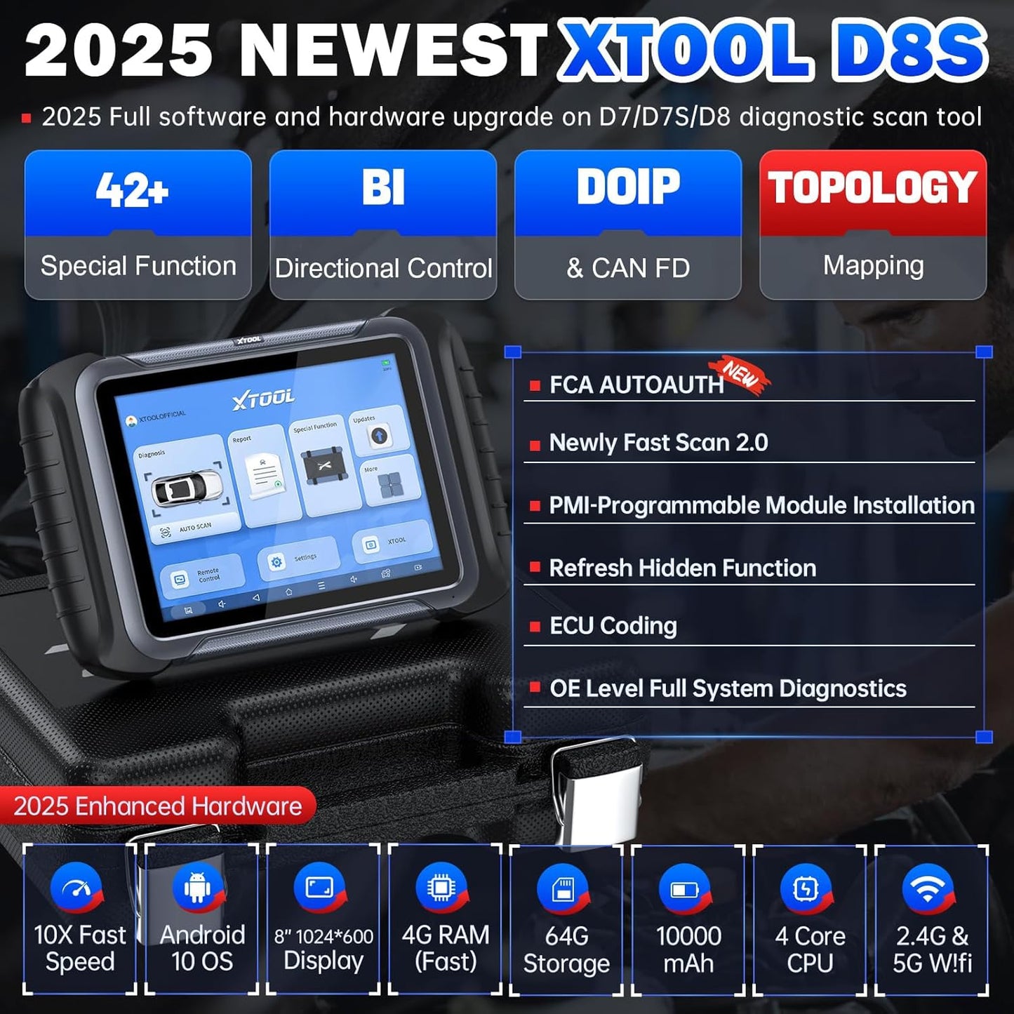 D8S Bidirectional Scan Tool 2025 Upgraded Ver. of D8 Scanner, OBD2 Scanner Diagnostic Tool