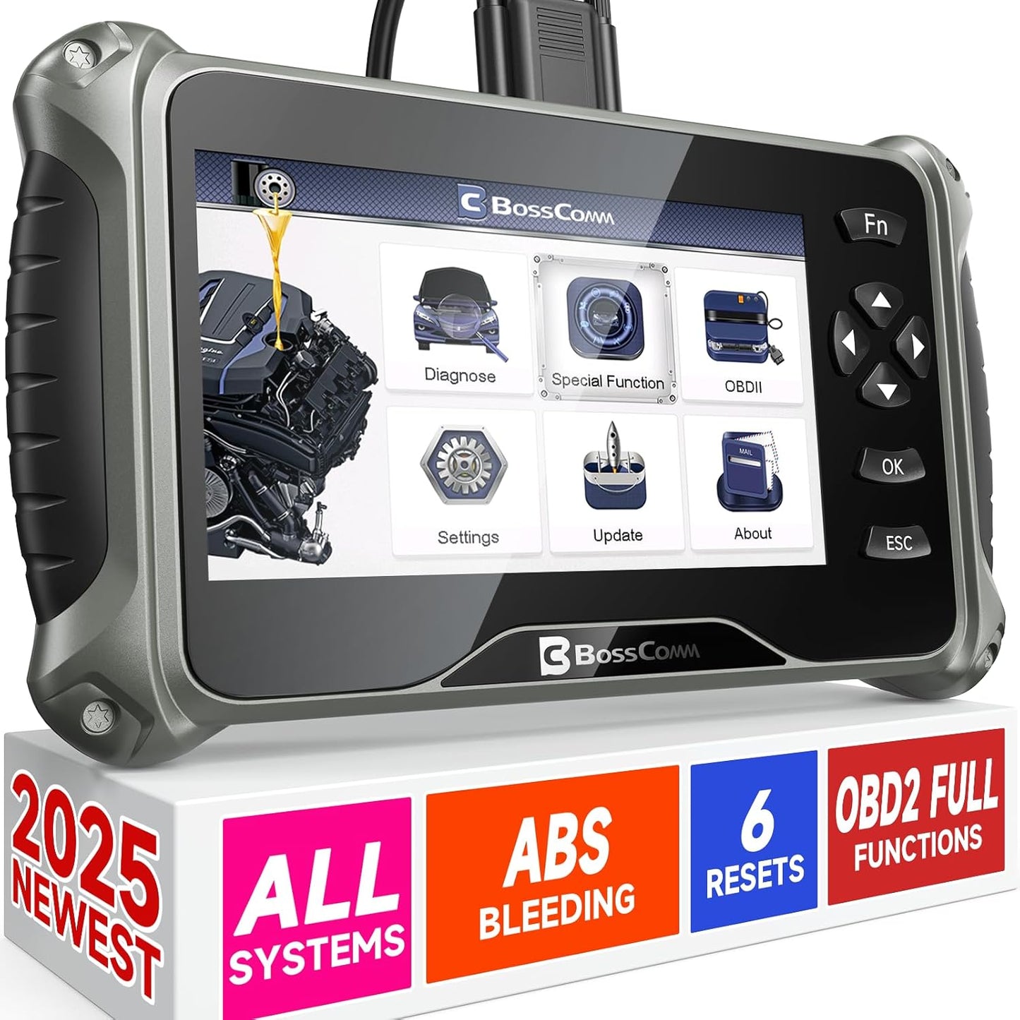 OBD2 Scanner, All Systems Car Code Reader Scan Tool with 6 Resets, ABS Bleeding/OiL/EPB/SAS/Throttle/Battery, Car Scanner Diagnostic Tool for All Cars, Easy to Use, Lifetime Free Update