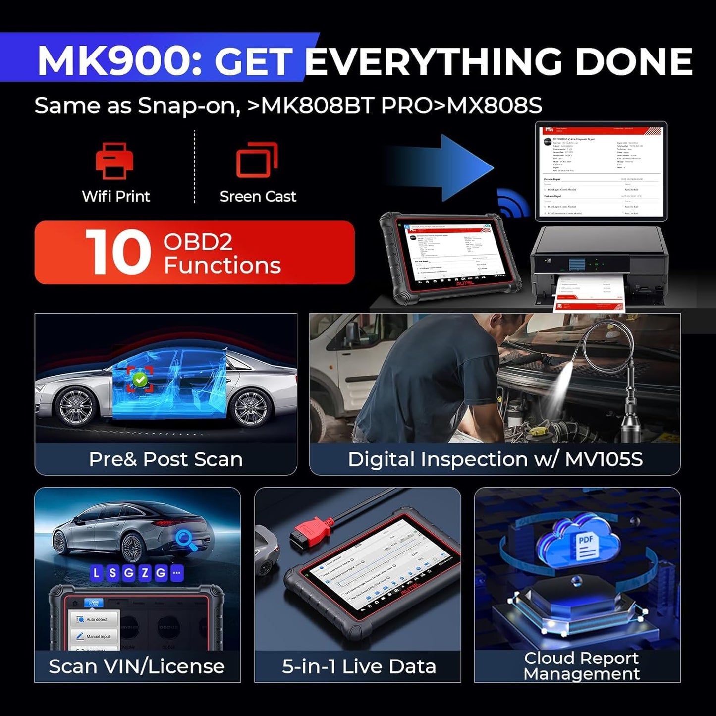 2025 Same as MK900BT Bi-Directional Scan Tool w/40+ Service