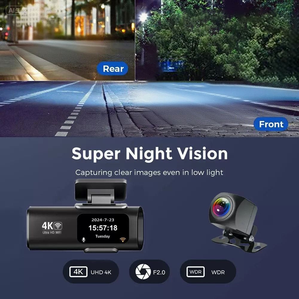 4K Dash Camera – Wi-Fi, Night Vision & Local Install Option