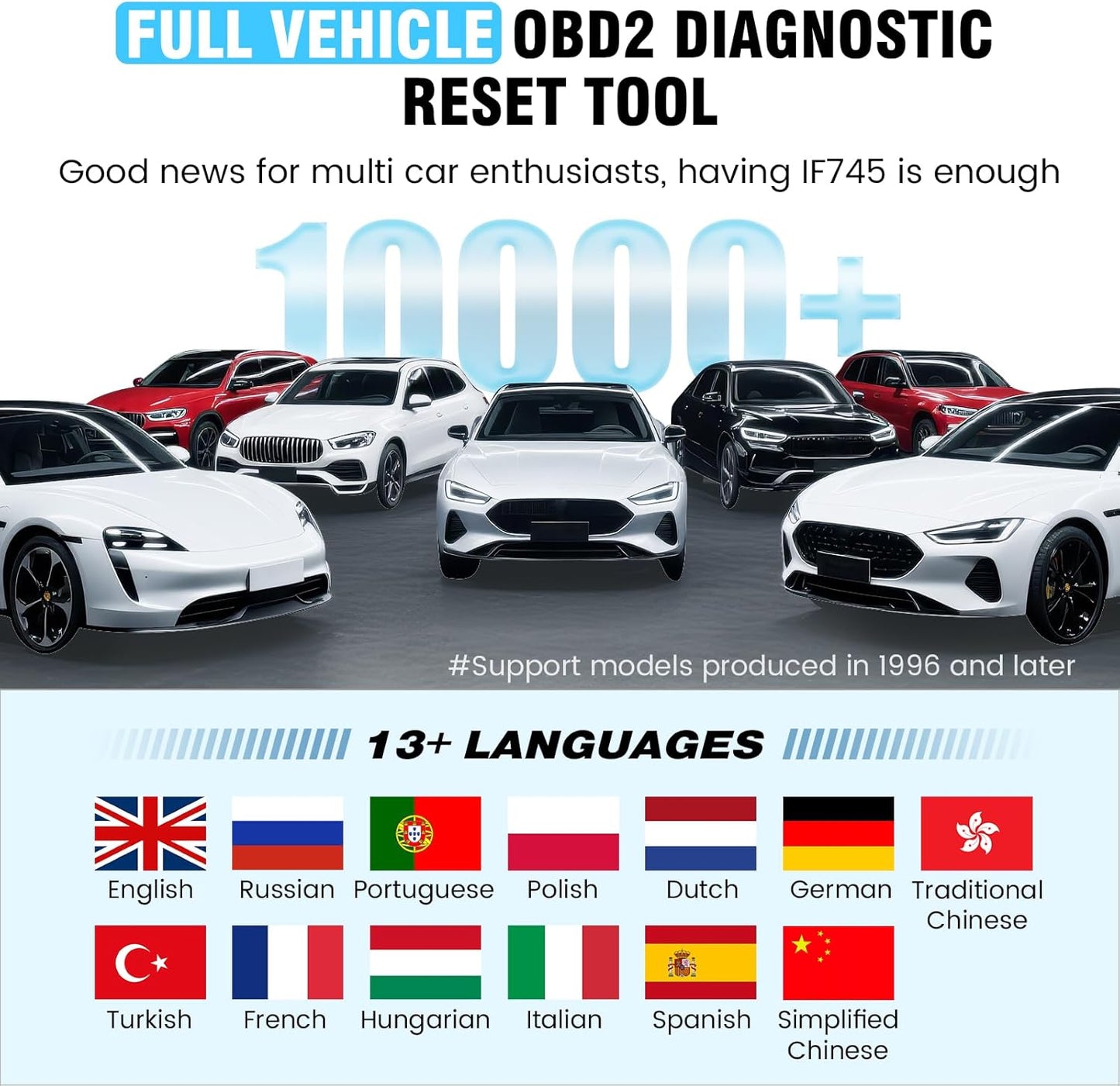 OBD2 Scanner, All Systems Car Code Reader Scan Tool with 6 Resets, ABS Bleeding/OiL/EPB/SAS/Throttle/Battery, Car Scanner Diagnostic Tool for All Cars, Easy to Use, Lifetime Free Update