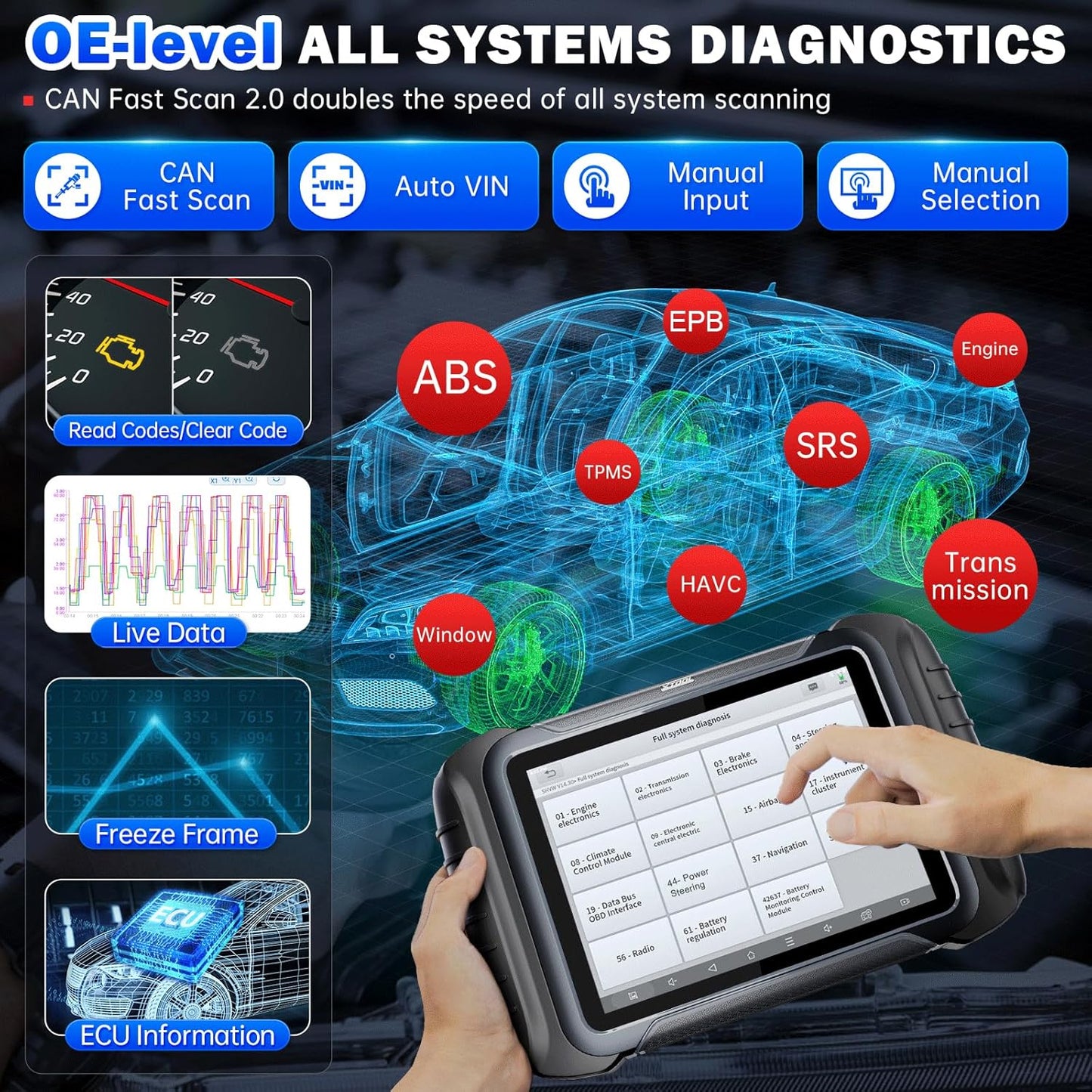 D8S Bidirectional Scan Tool 2025 Upgraded Ver. of D8 Scanner, OBD2 Scanner Diagnostic Tool