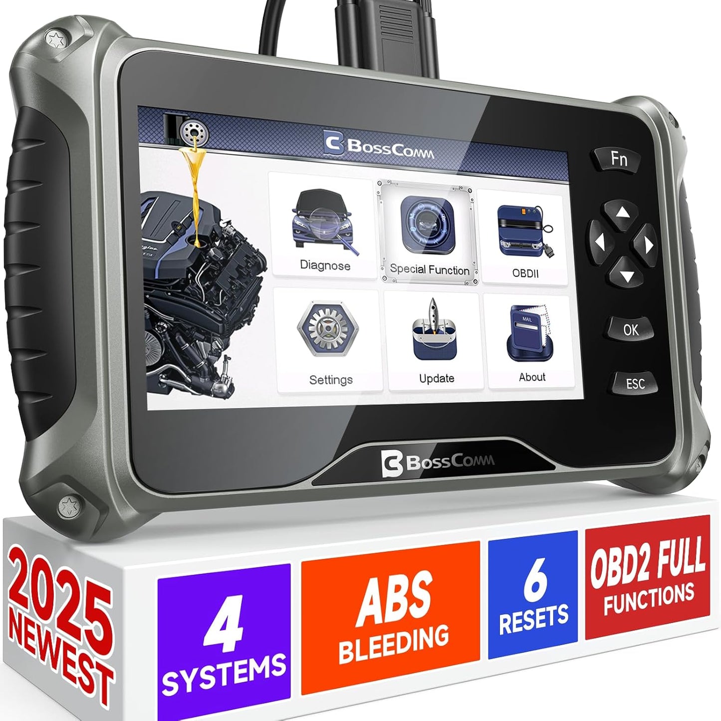 OBD2 Scanner, All Systems Car Code Reader Scan Tool with 6 Resets, ABS Bleeding/OiL/EPB/SAS/Throttle/Battery, Car Scanner Diagnostic Tool for All Cars, Easy to Use, Lifetime Free Update