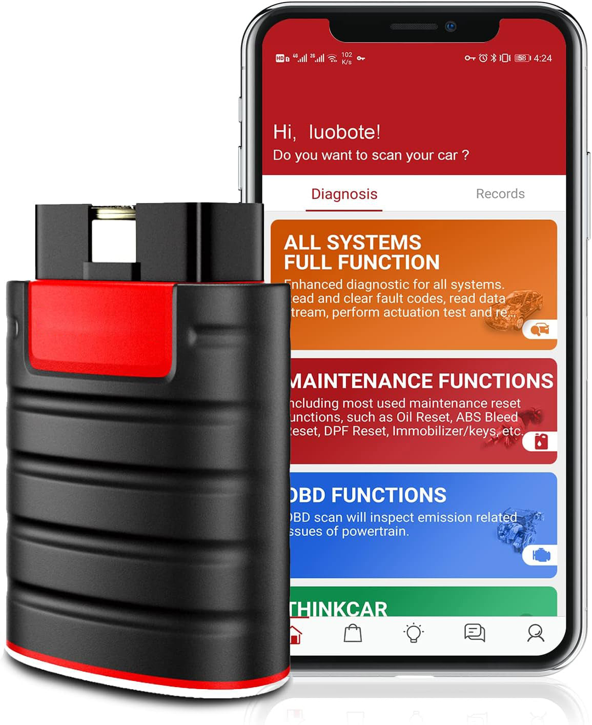 OBD2 Scanner Bluetooth, All System Bidirectional scan Tool OE Level Diagnostic Tool with ECU Coding