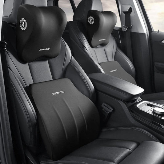 Memory Foam Car Pillow – Lumbar & Headrest Support Set