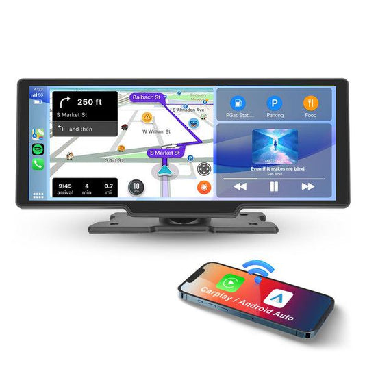 10.26" Wireless Apple Carplay Car Stereo with 1080P Backup Camera, Portable Car Radio with Wireless Android Auto, IPS Touchscreen, Voice Control, Bluetooth, Car Play Navigation, AUX/FM