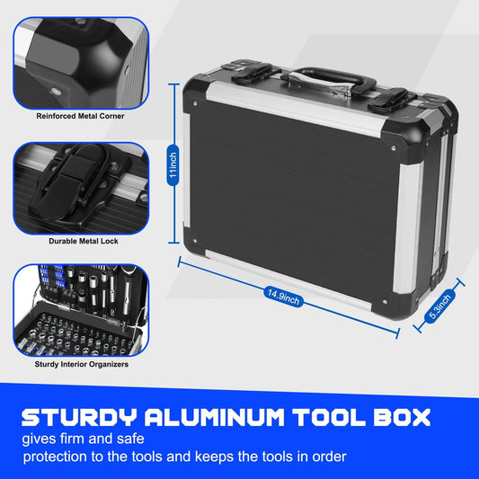 240-Pieces Universal Household Auto Repair Tool Kit with Heavy Duty Aluminium Tool Box